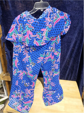 Women's Unbranded Blue Pink Floral Print Jumpsuit Size M